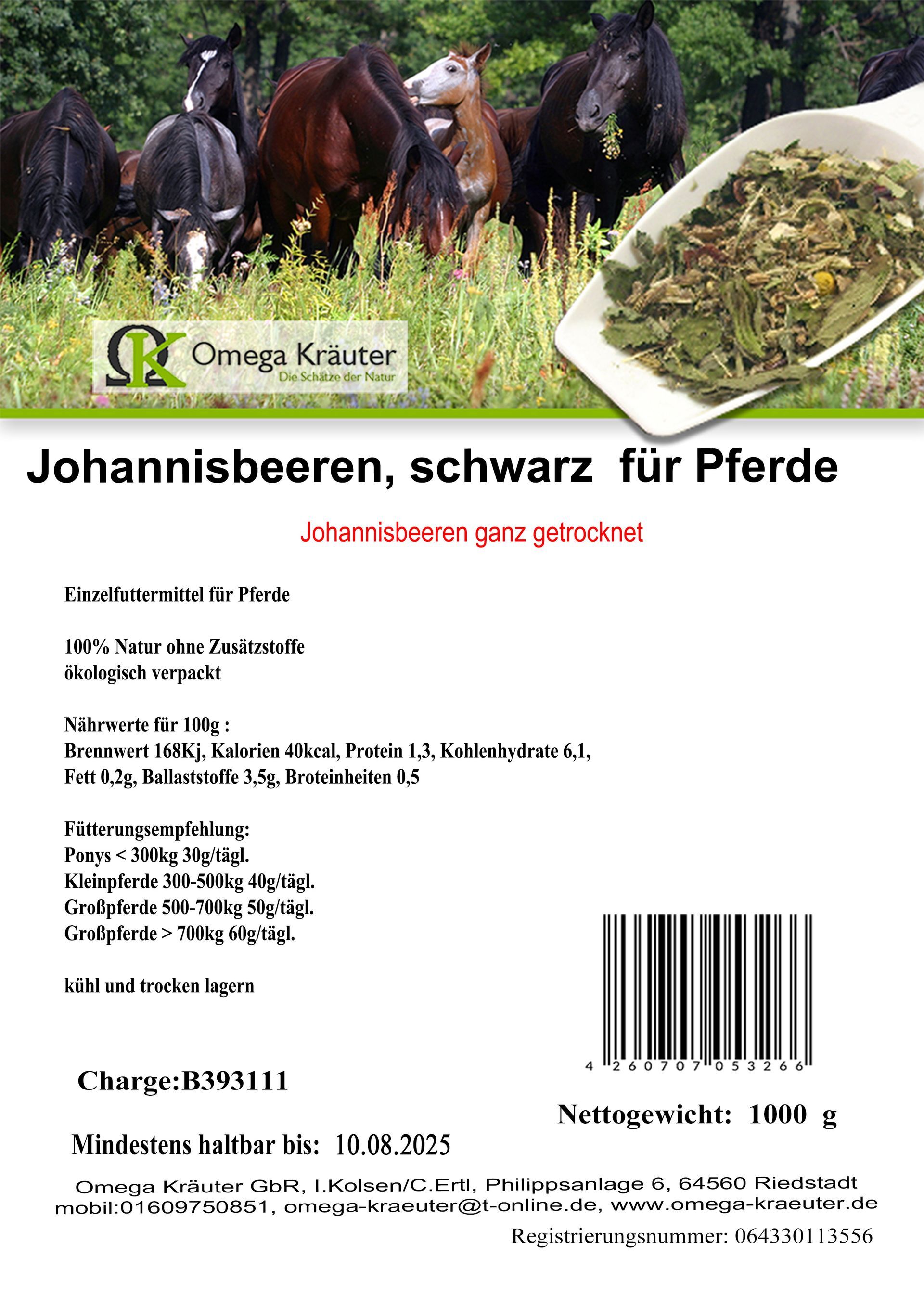 Johannisbeere,schwarz für Pferde