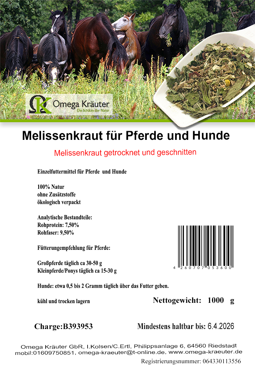 Melissenkraut für Pferde und Hunde