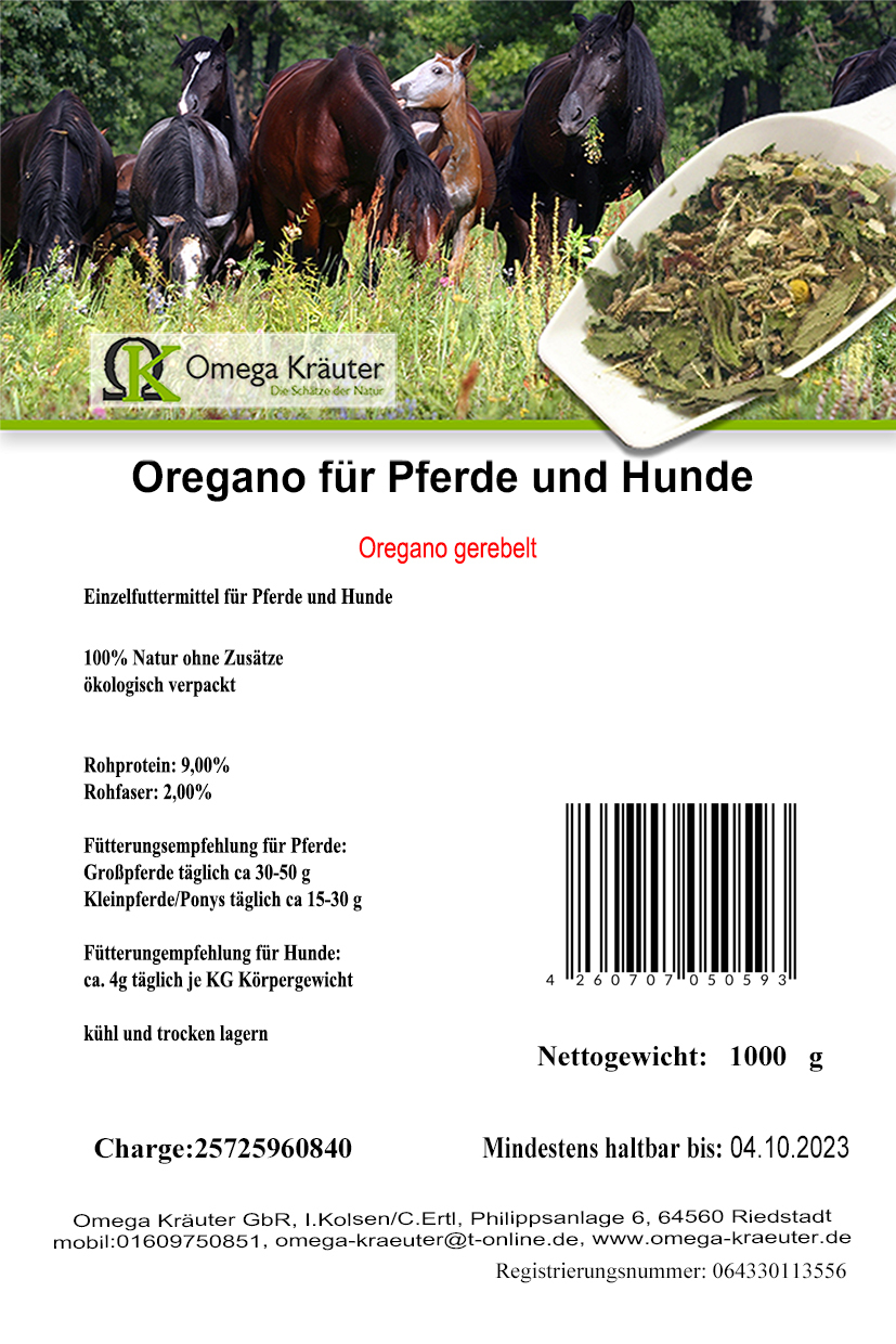 Oregano gerebelt für Pferde und Hunde