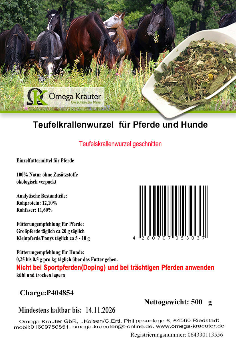 Teufelskrallenwurzel geschnitten für Pferde und Hunde