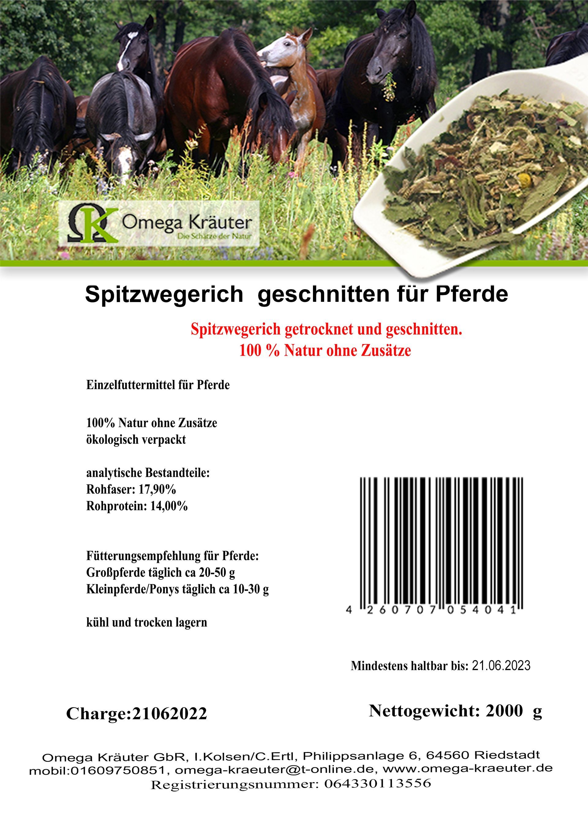 Spitzwegerich geschnitten für Pferde