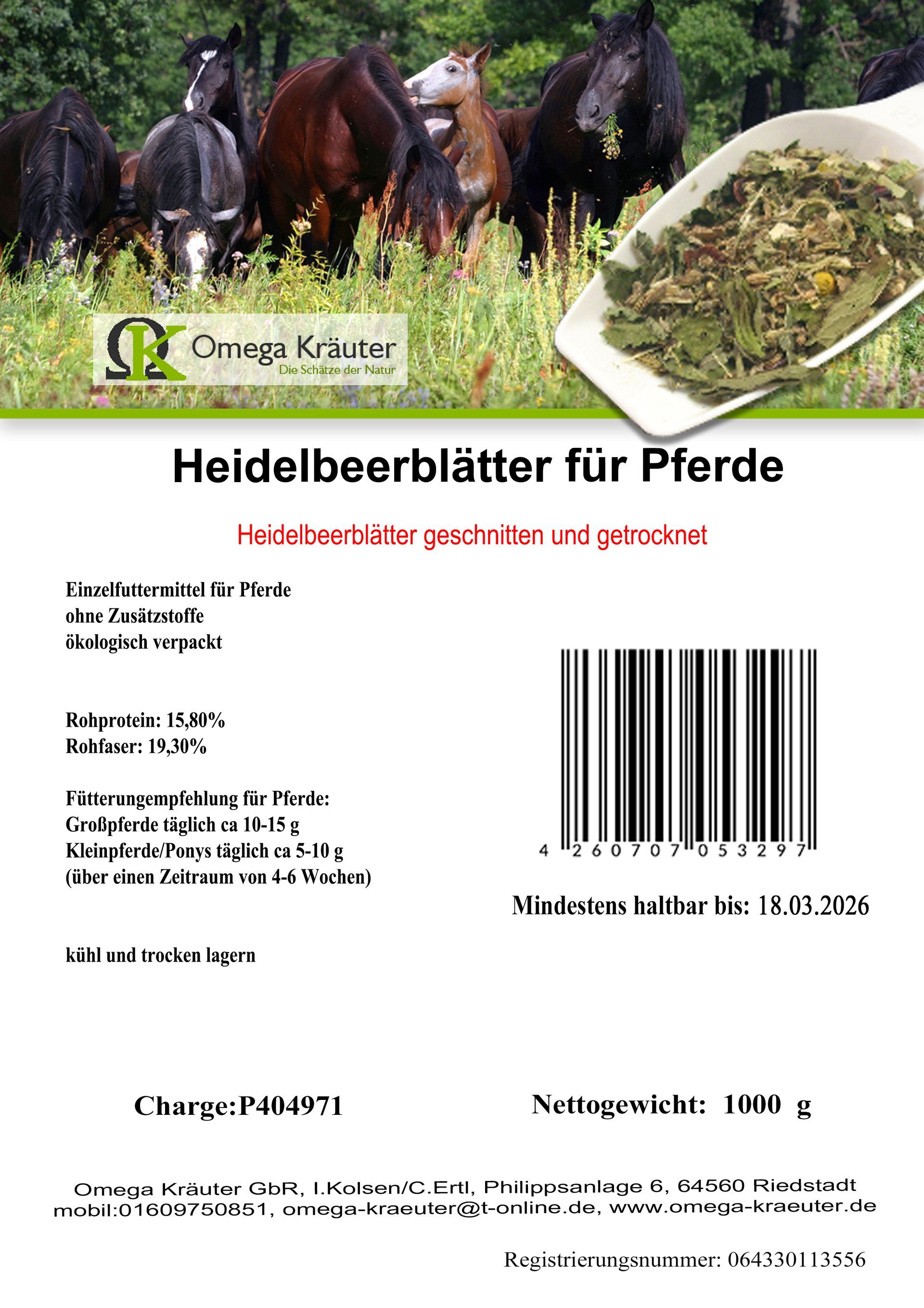 Heidelbeerblätter geschnitten für Pferde