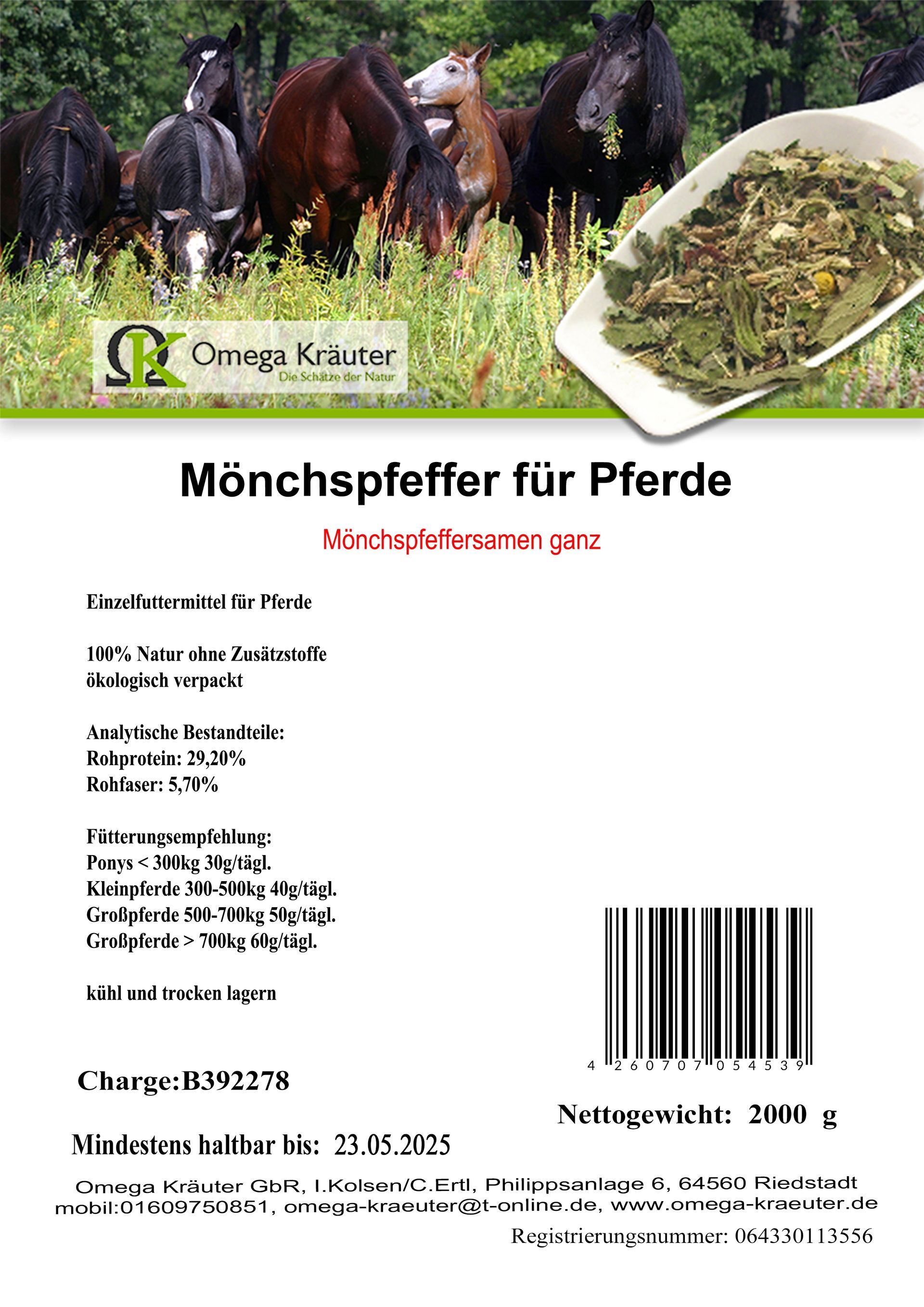 Mönchspfeffer(Keuschlammfrüchte) für Pferde