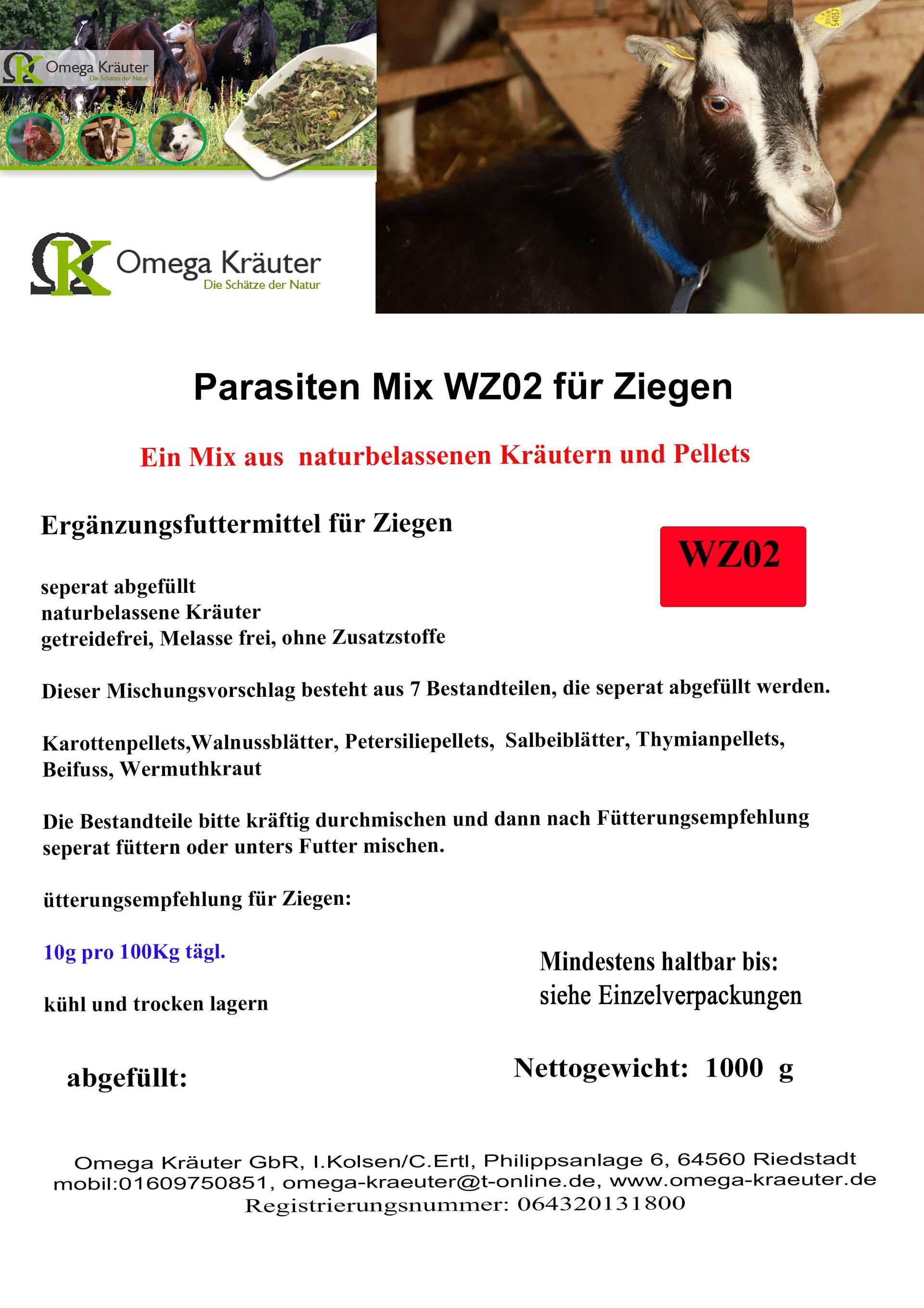 Parasiten Mix WZ02 für Ziegen