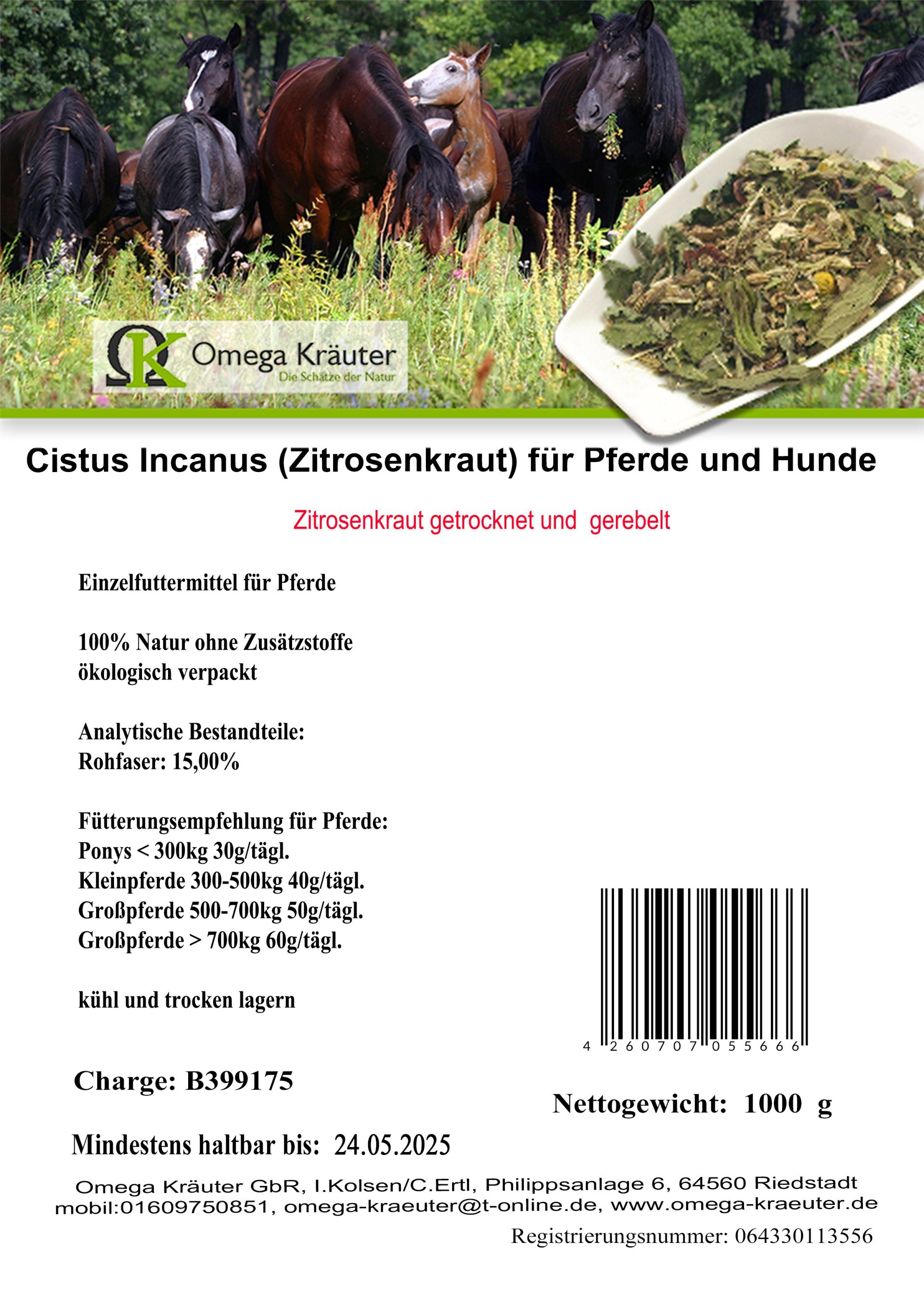 Cistus Incanus (Zitrosenkraut) ür Pferde und Hunde
