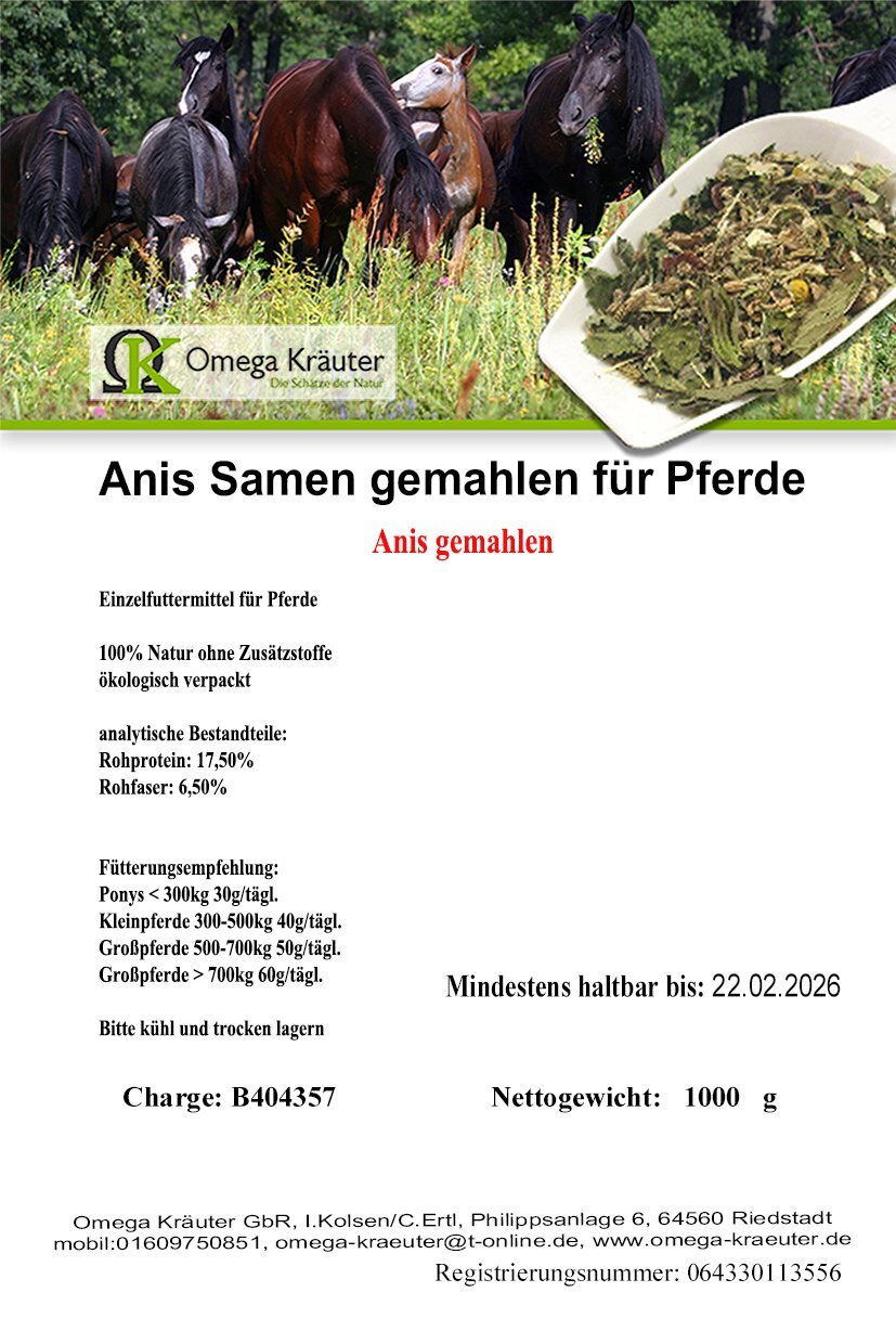 Anis Samen gemahlen für Pferde