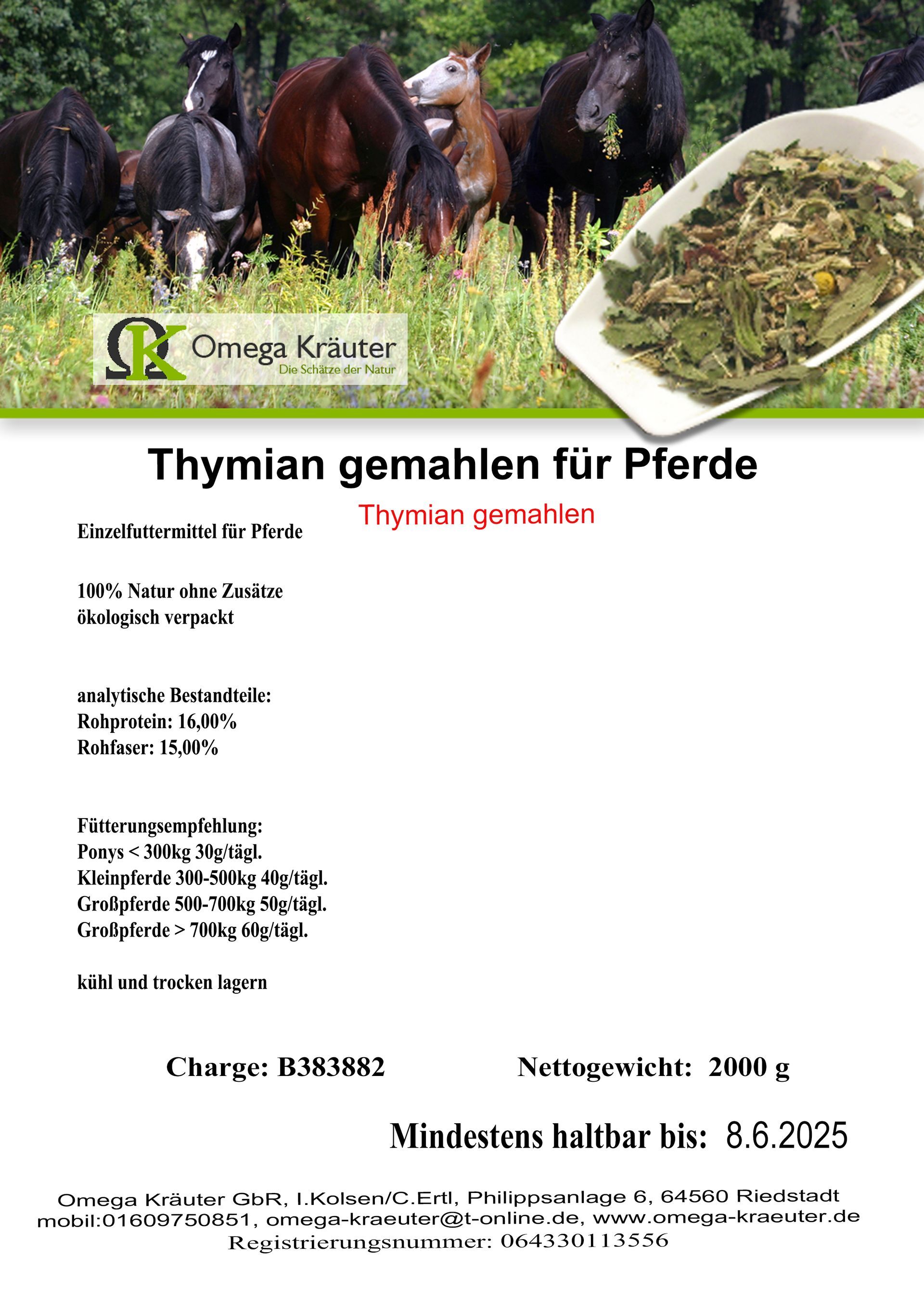 Thymian gemahlen für Pferde