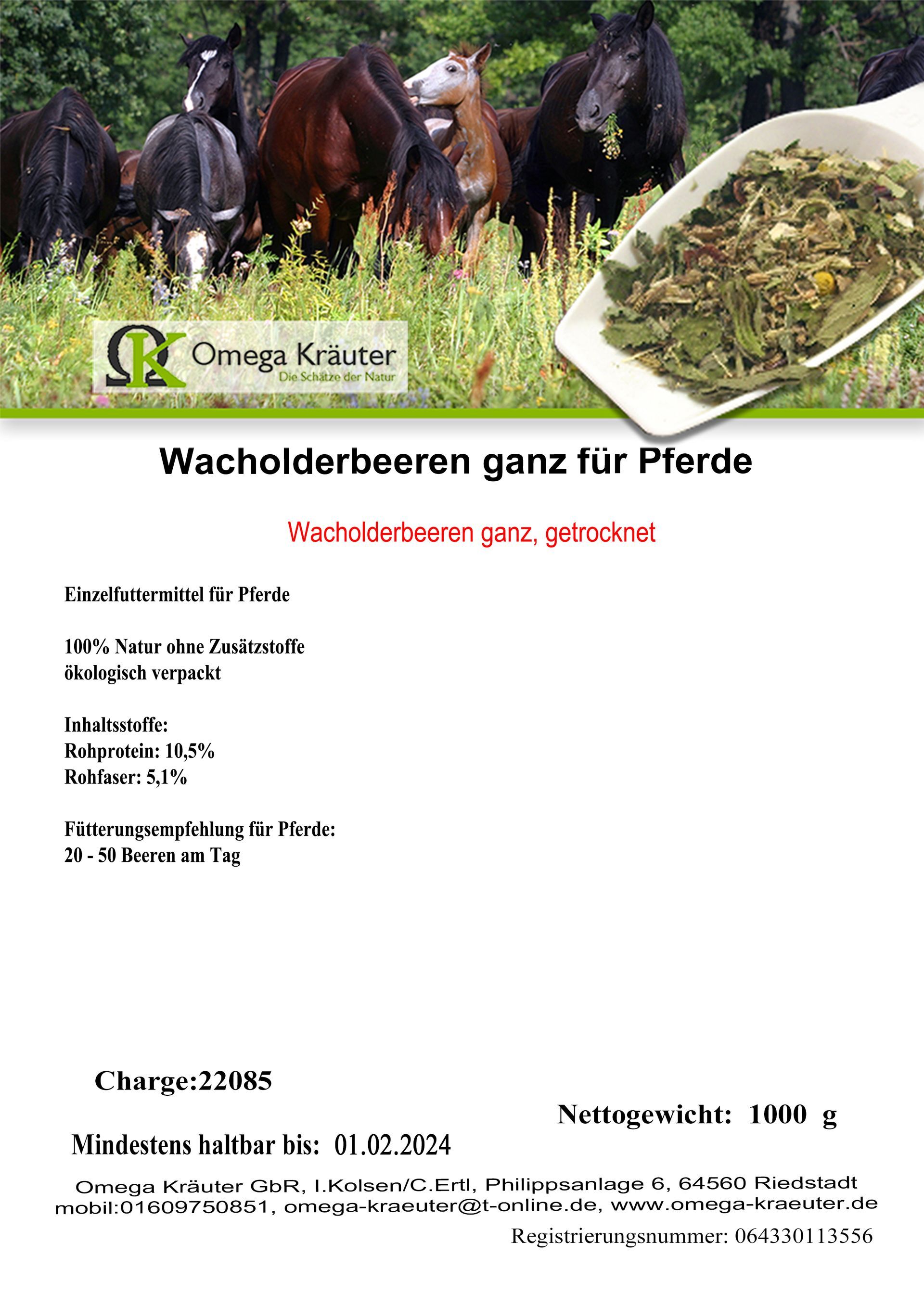 Wacholderbeeren ganz für Pferde