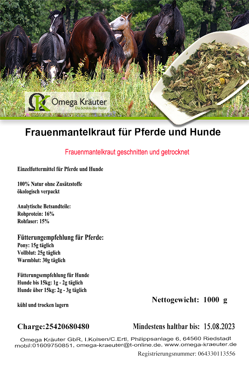 Frauenmantelkraut geschnitten für Pferde und Hunde