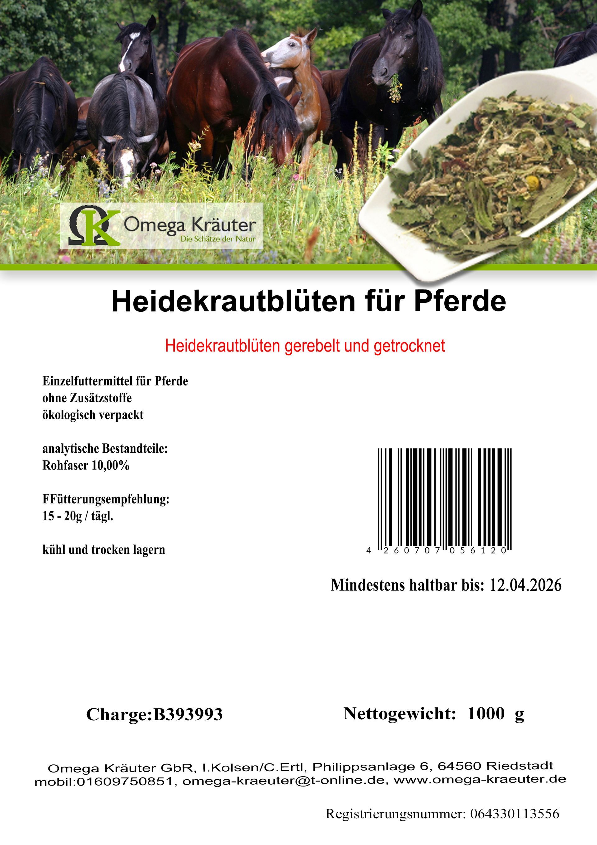 Heidekrautblüten gerebelt für Pferde