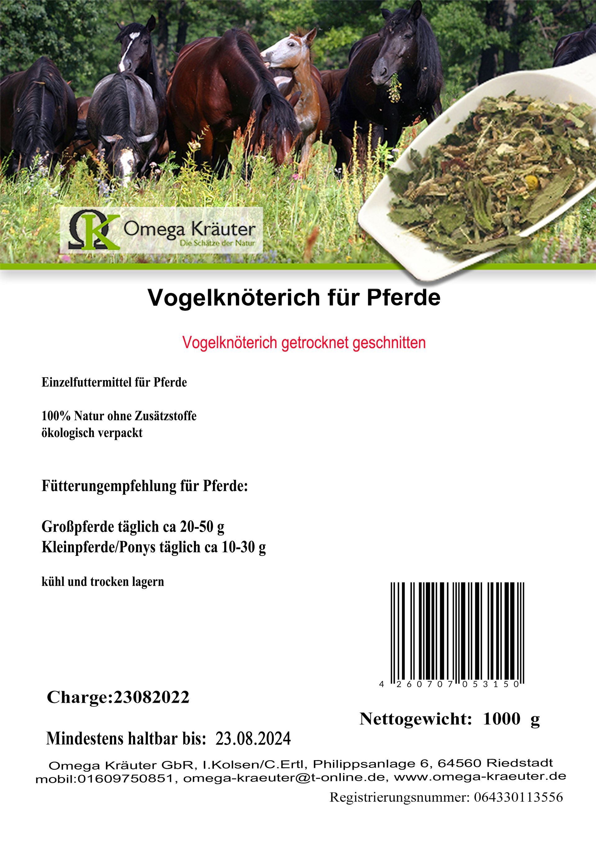 Vogelknöterich getrocknet geschnitten für Pferde