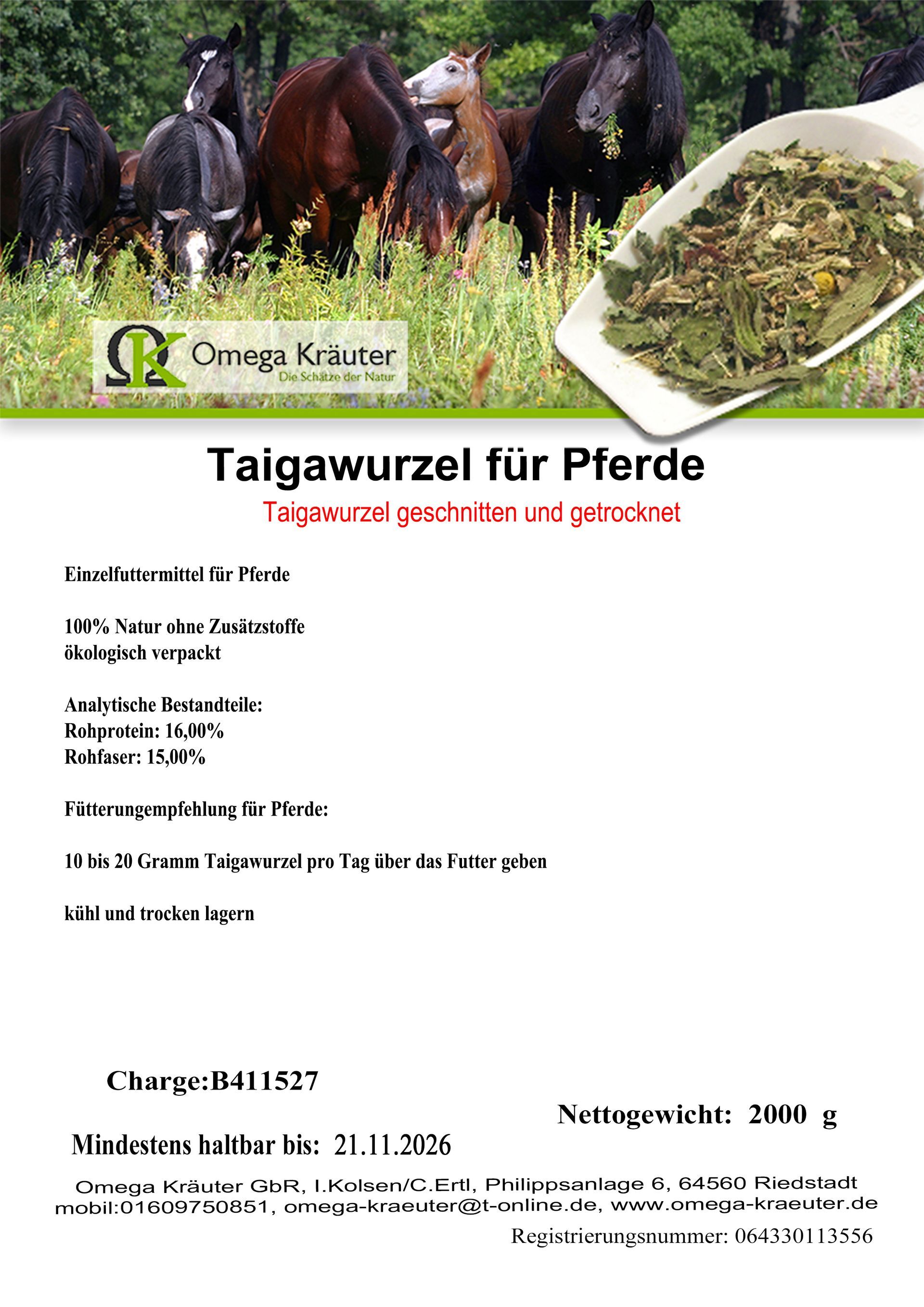 Taigawurzel geschnitten für Pferde und Hunde