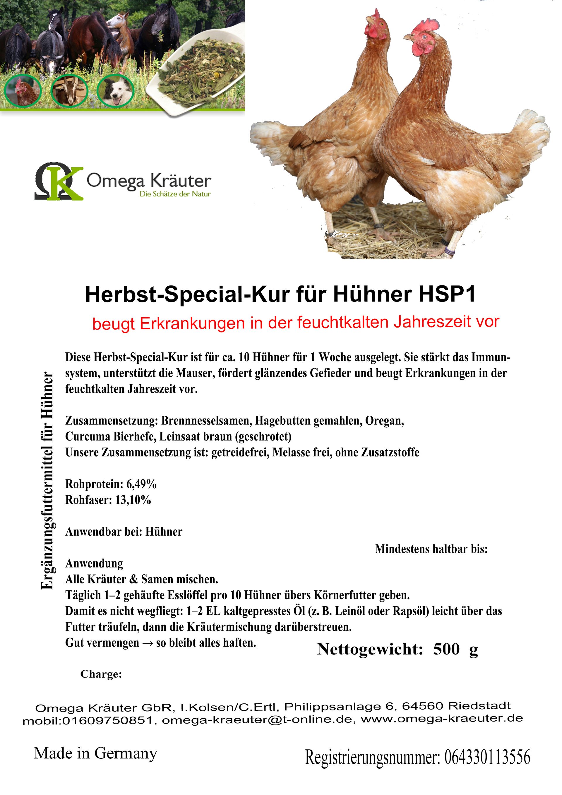 Herbst-Special-Kur für Hühner HSP1