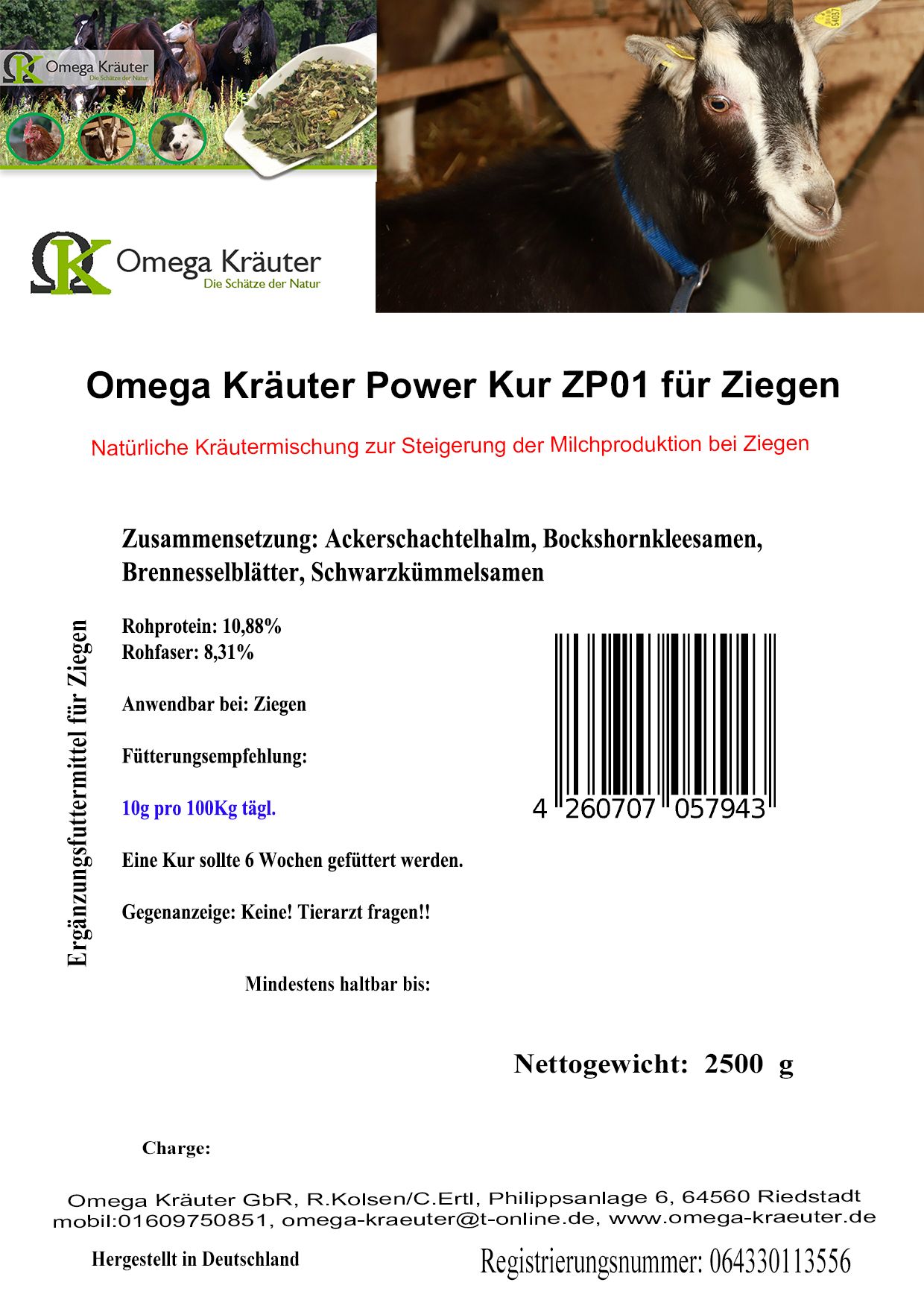 Omega Kräuter Power Kur ZP01 für Ziegen