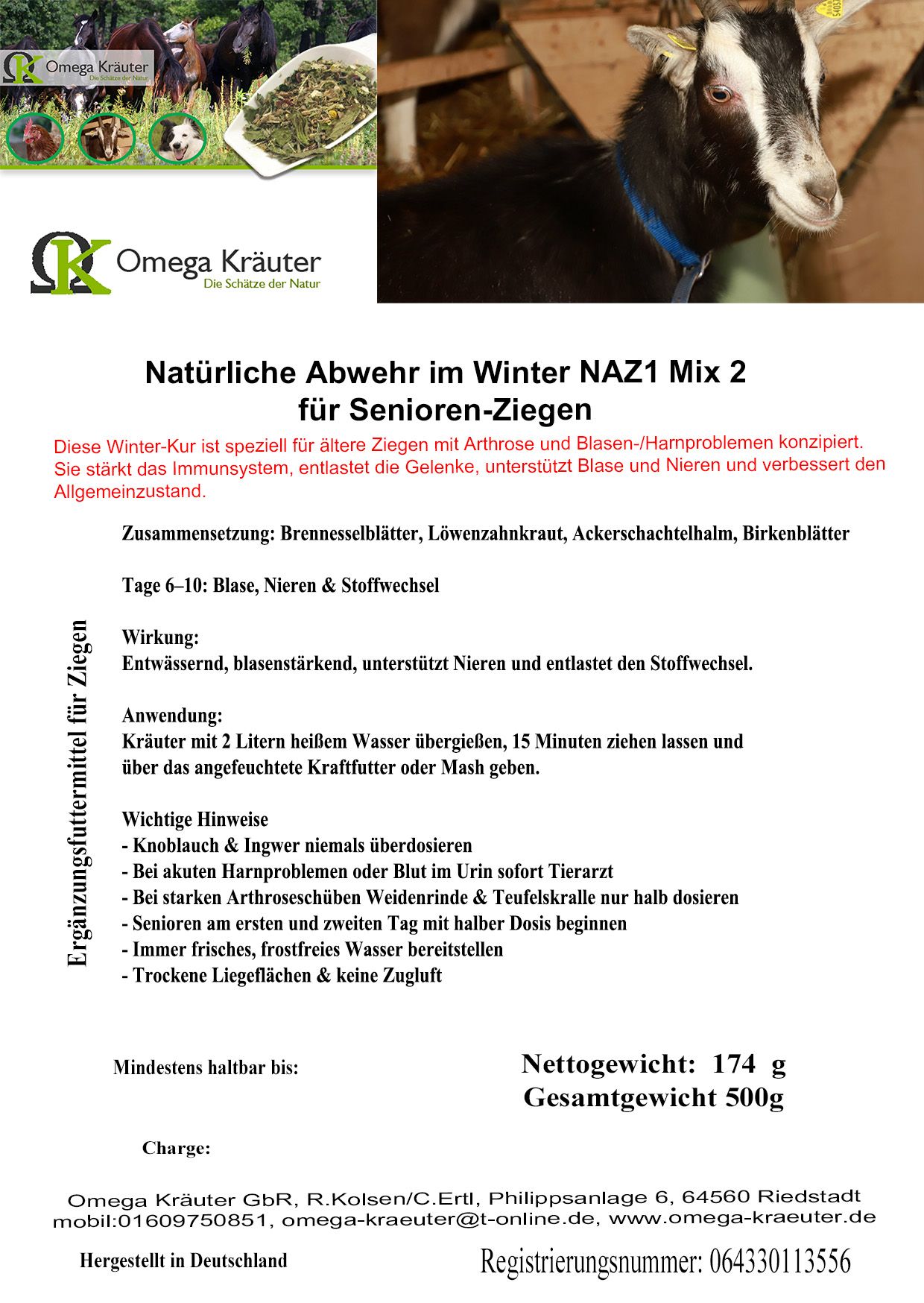 NAZ1 Natürliche Abwehr im Winter für Ziegen
