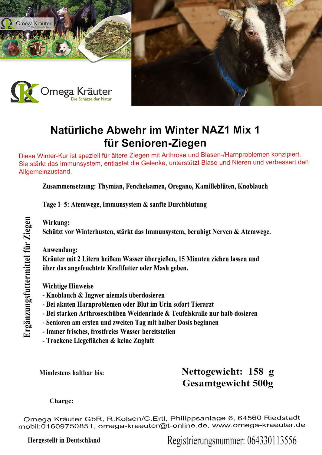 NAZ1 Natürliche Abwehr im Winter für Ziegen