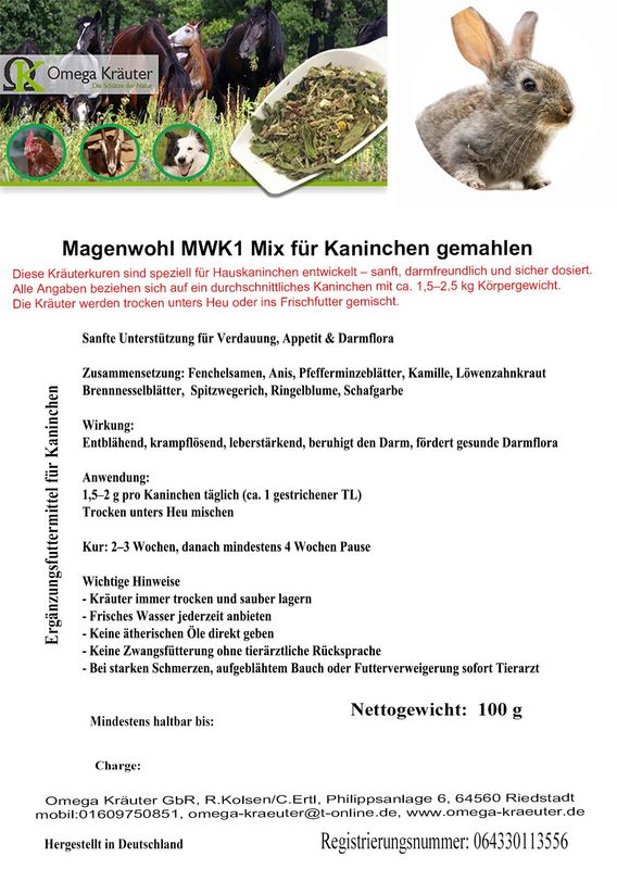 Magenwohl MWK1 Mix für Kaninchen gemahlen