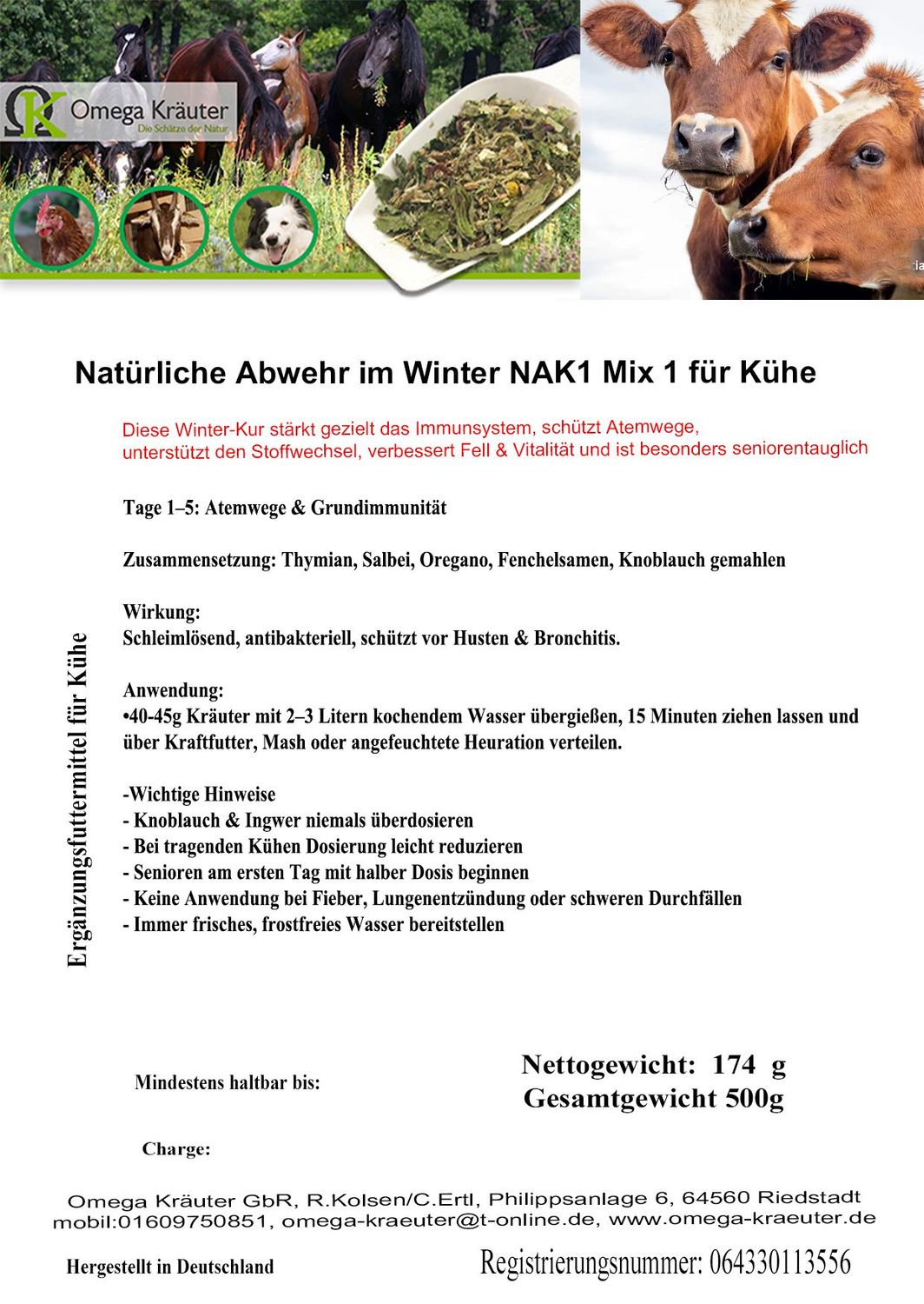 NAK1 Natürliche Abwehr im Winter für Kühe