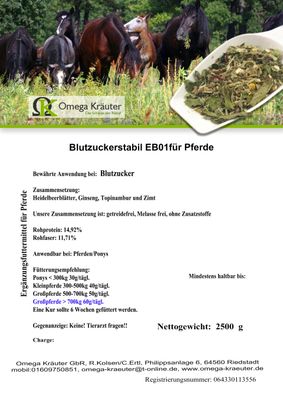 Omega Kräuter - Blutzucker stabil Box EB01 für Pferde Omega Kräuter - Blutzucker stabil Box EB01 für Pferde