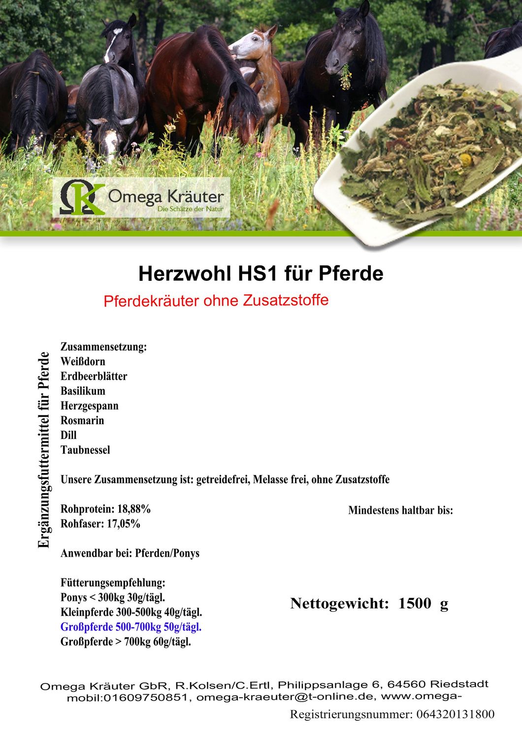 Herzwohl HS1 für Pferde Herzwohl HS1 für Pferde