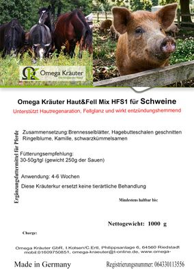 Omega Kräuter Haut&Fell Mix HFS1 für Schweine Omega Kräuter Haut&Fell Mix HFS1 für Schweine