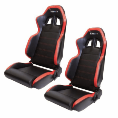 NRG Universal Leather Black/Red Racing Seats