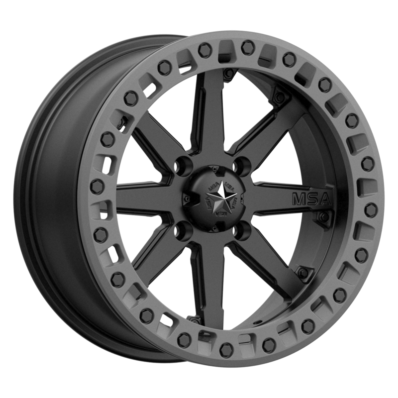 4-MSA Offroad UTV M31 Lok2 15x7 4x137 +0mm Satin Black Matte Grey Ring Wheels