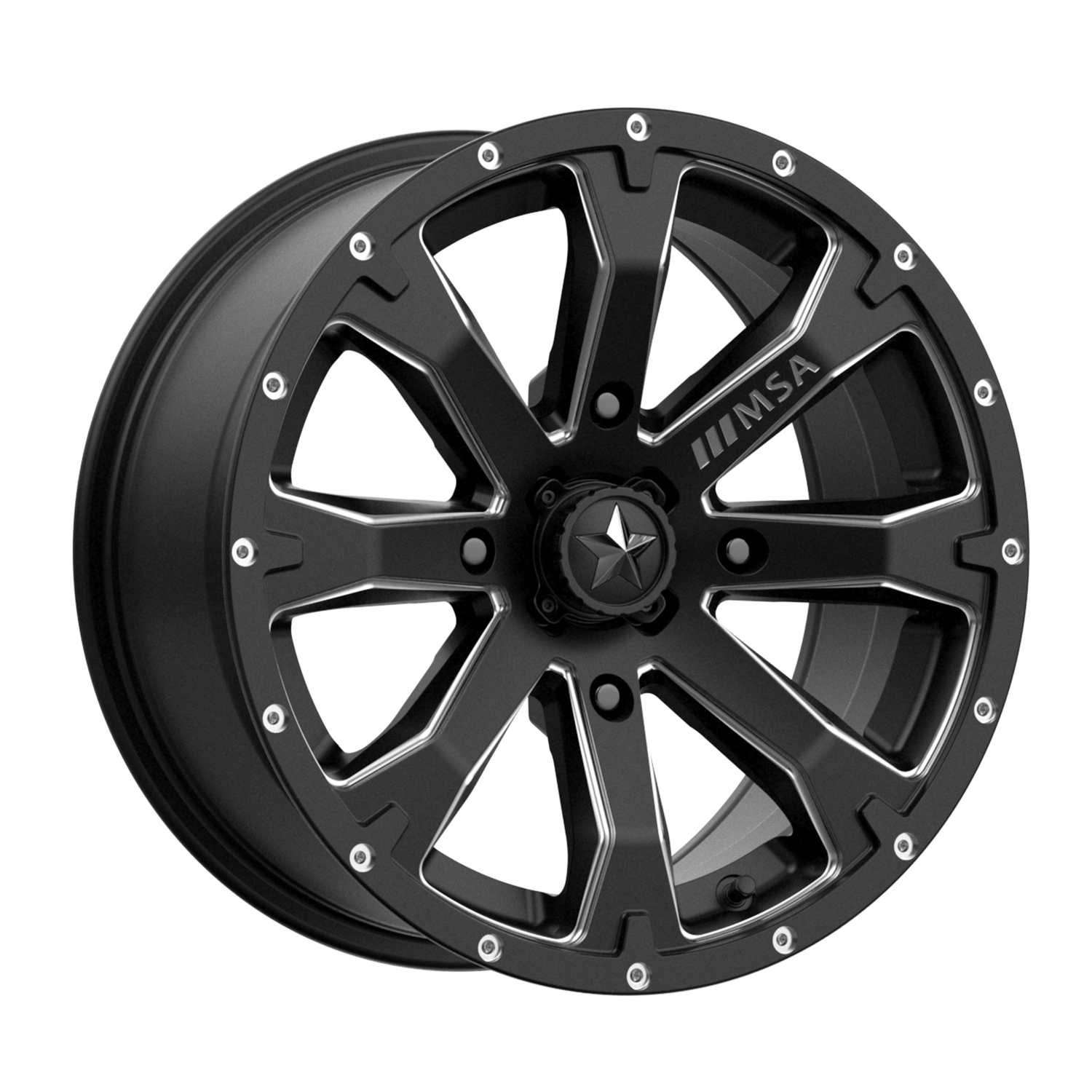 4-MSA Offroad UTV M42 Bounty 15x7 4x137 +10mm Gloss Black Milled Wheels