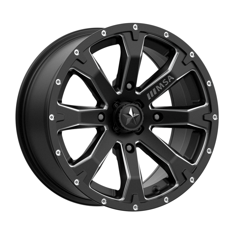 4-MSA Offroad UTV M42 Bounty 15x7 4x137 +10mm Gloss Black Milled Wheels
