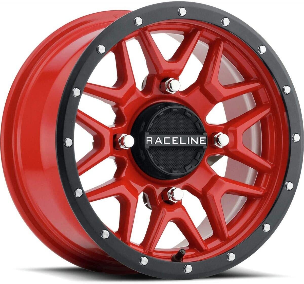 4-Raceline UTV  A94R Krank 15x7 4X136 4x137 10mm Red Wheels