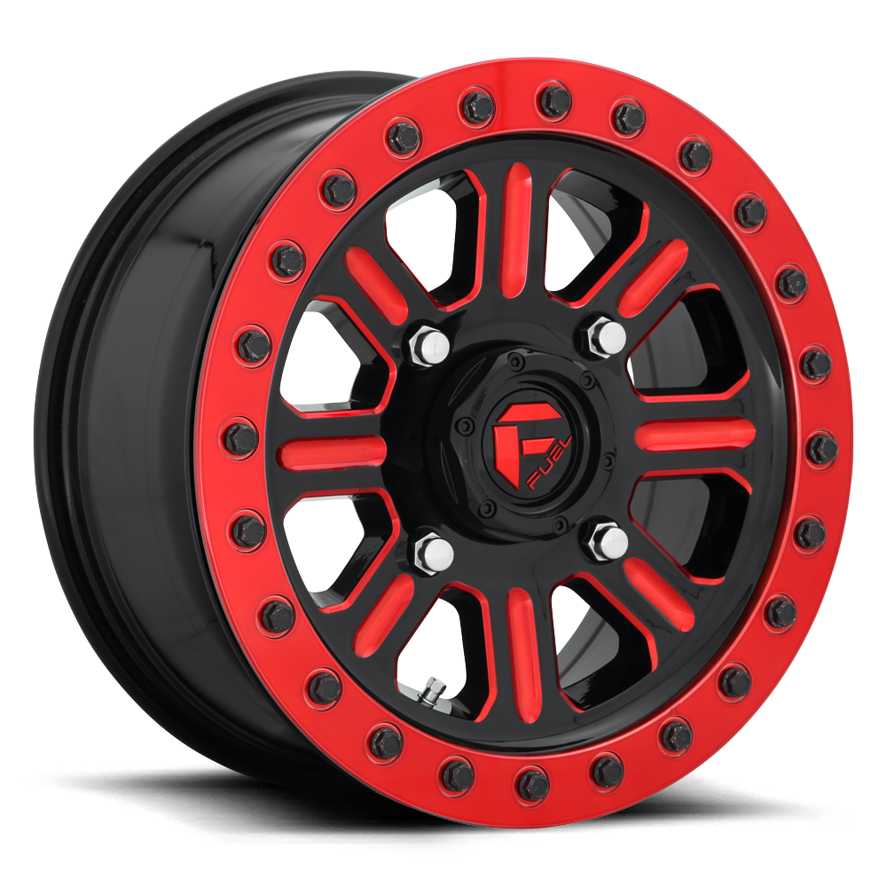 4-Fuel UTV D911 Hardline 15x7 4x137 38mm Gloss Black w/Candy Red Wheels
