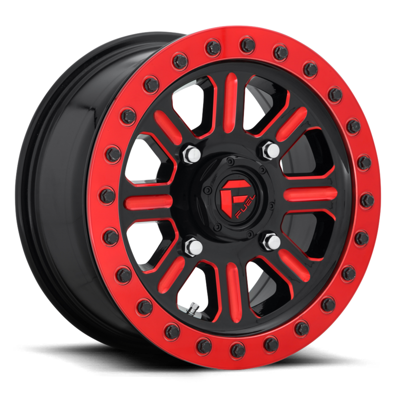 4-Fuel UTV D911 Hardline 15x7 4x137 38mm Gloss Black w/Candy Red Wheels