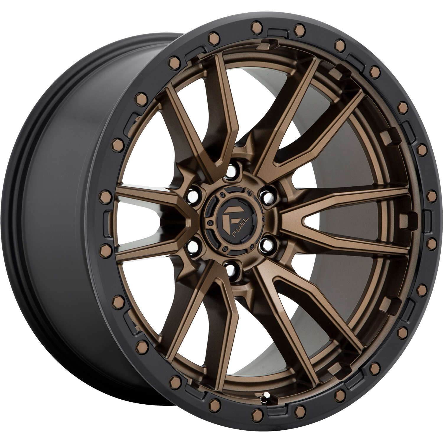4-Fuel Rebel D681 20x10 6X139.7 -18mm Matte Bronze/Black Ring Wheels