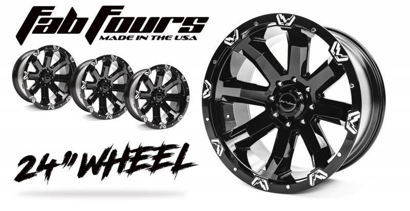 4-Fab Fours 521 Series 1710 24X12 8X170 -51mm Gloss Black Wheels