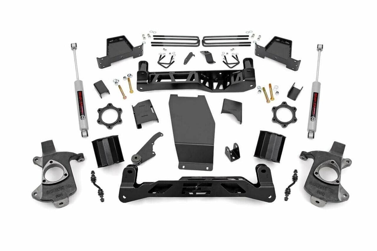 Rough Country 6" Lift Kit (14-18) Chevy/Gmc 1500 4WD cast aluminum or stamped steel spindles.