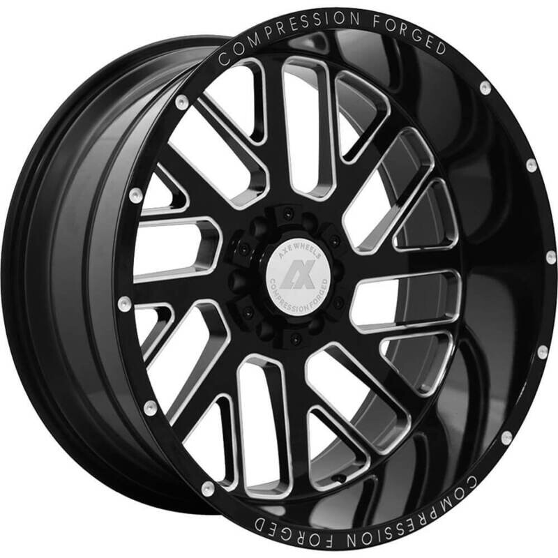 4-Axe Compression Forged AX2.0 22X12 8X165.1 -44mm Gloss Black Milled Wheels