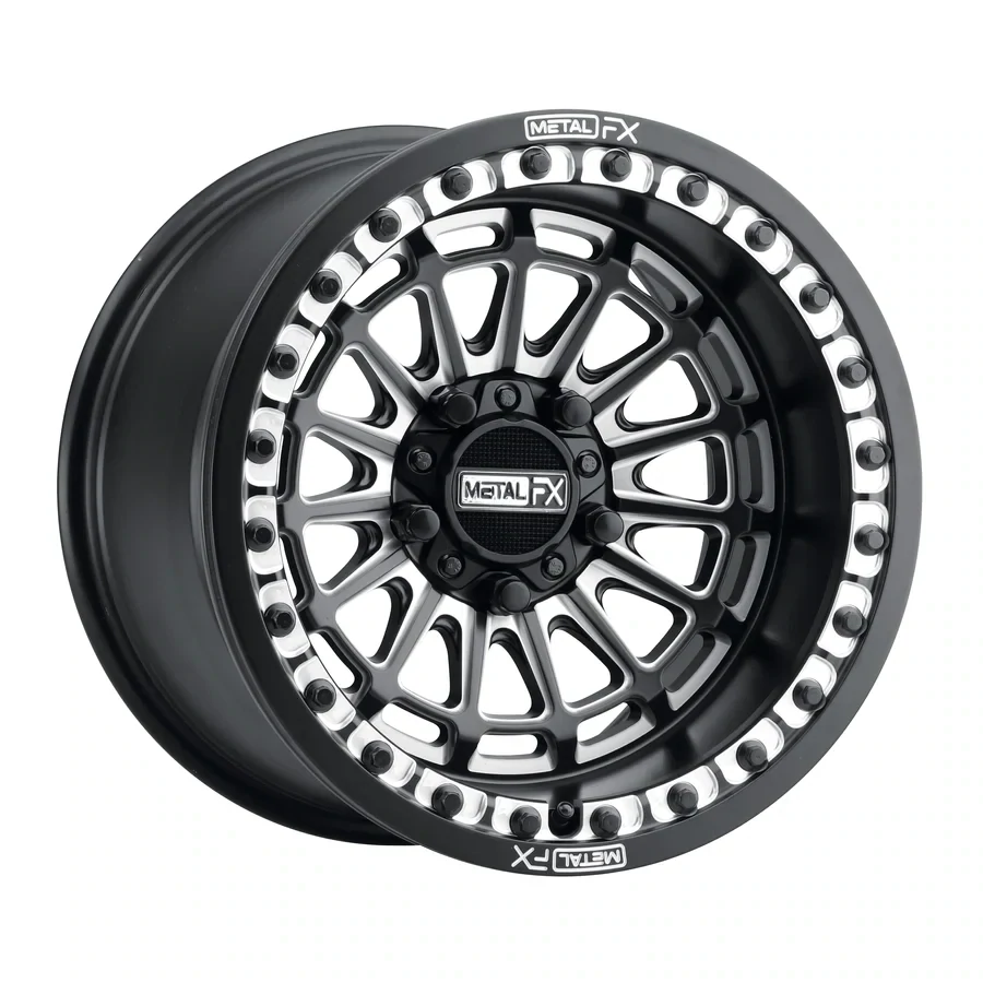 Metal FX Delta R Beadlock 15X7 5X114.3 +38 Offset Satin Black Contrast Cut