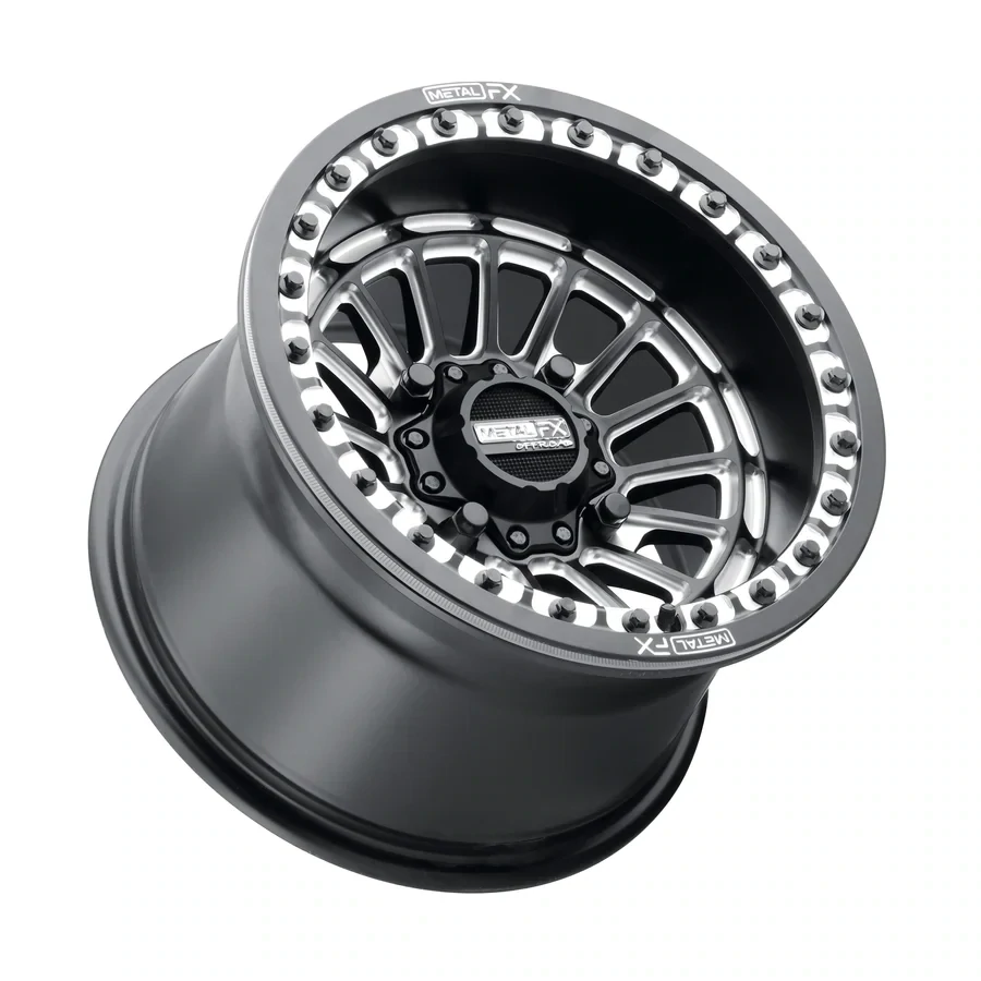 Metal FX Delta Beadlock 15X10 4X136 4X137 +0MM Satin Black Contrast Cut (Includes 2-wheels)