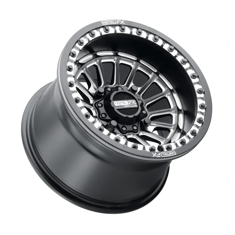 Metal FX Delta Beadlock 15X10 4X136 4X137 +0MM Satin Black Contrast Cut (Includes 2-wheels)