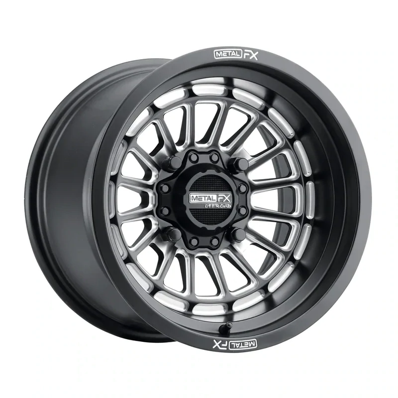 Metal FX Delta Non-Beadlock 15X7 4X136 4X137 +25 Satin Black Contrast Cut Wheels
