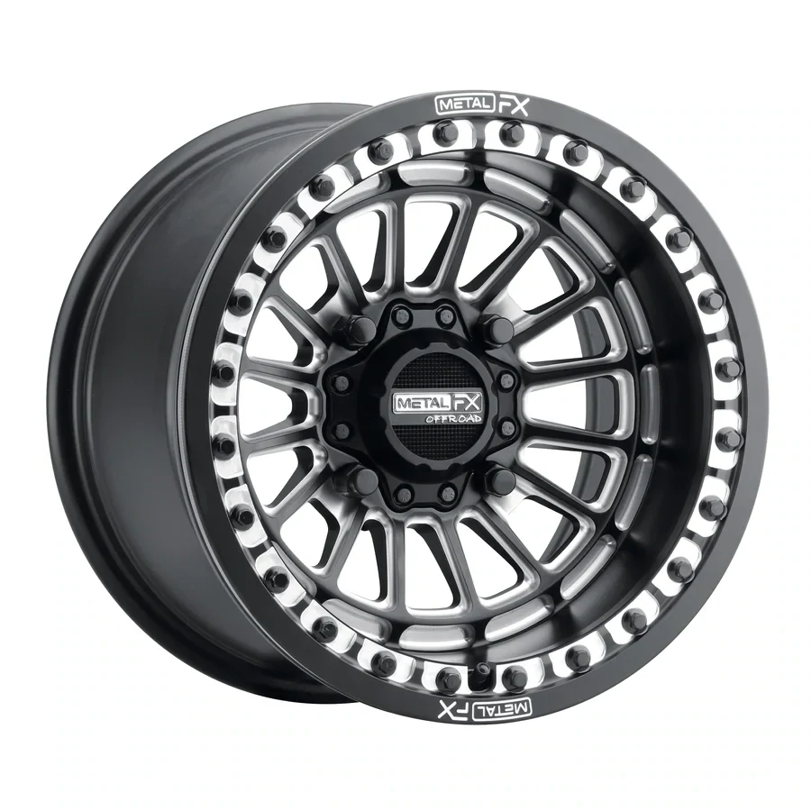 Metal FX Delta Beadlock 15X7 4X156 +25 Satin Black Contrast Cut Wheels