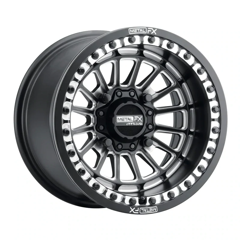 Metal FX Delta Beadlock 15X7 4X156 +25 Satin Black Contrast Cut Wheels