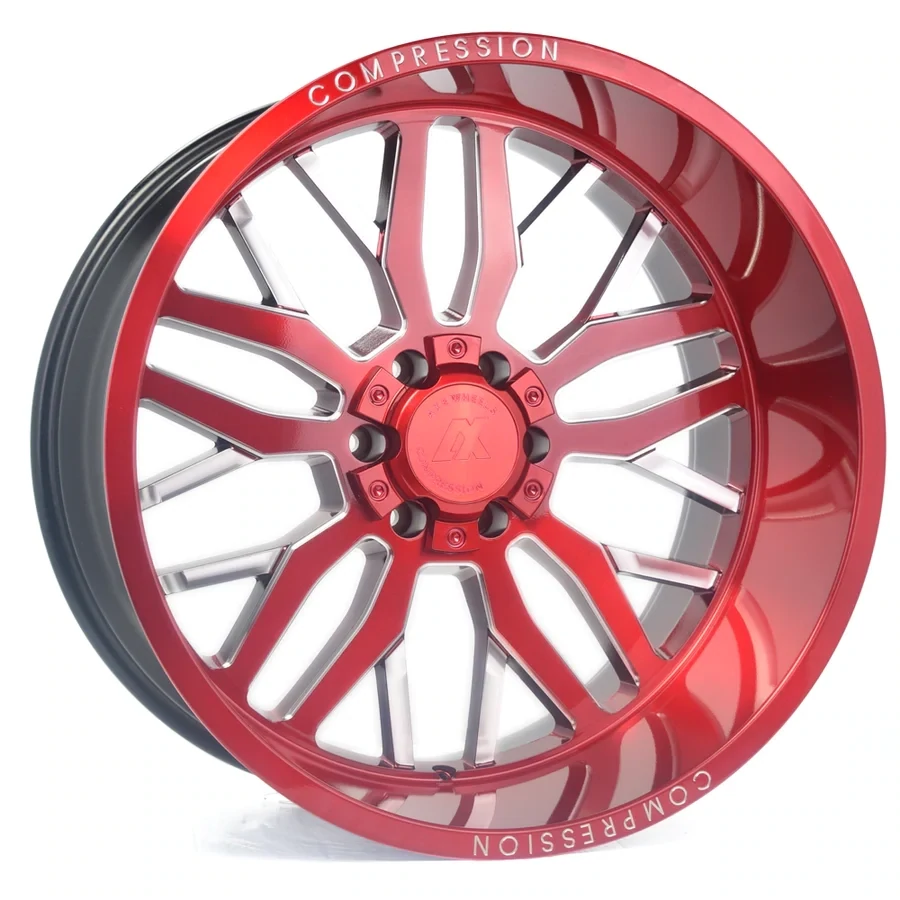 4-Axe Compression Forged AX1.2 22X12 8X170 -44mm Candy Red Milled Wheels