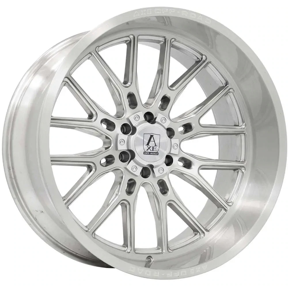 4-Axe Offroad Atlas 26X12 6X135/6x139.7 -44mm Brush Silver Face Lip Milled Wheels