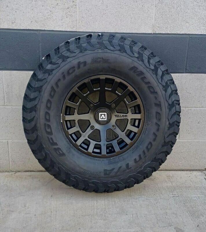 Valor 15X7 4x156 Black Wheels & 30x10-15 BF Goodrich KM3 Tires (FREE Mounted