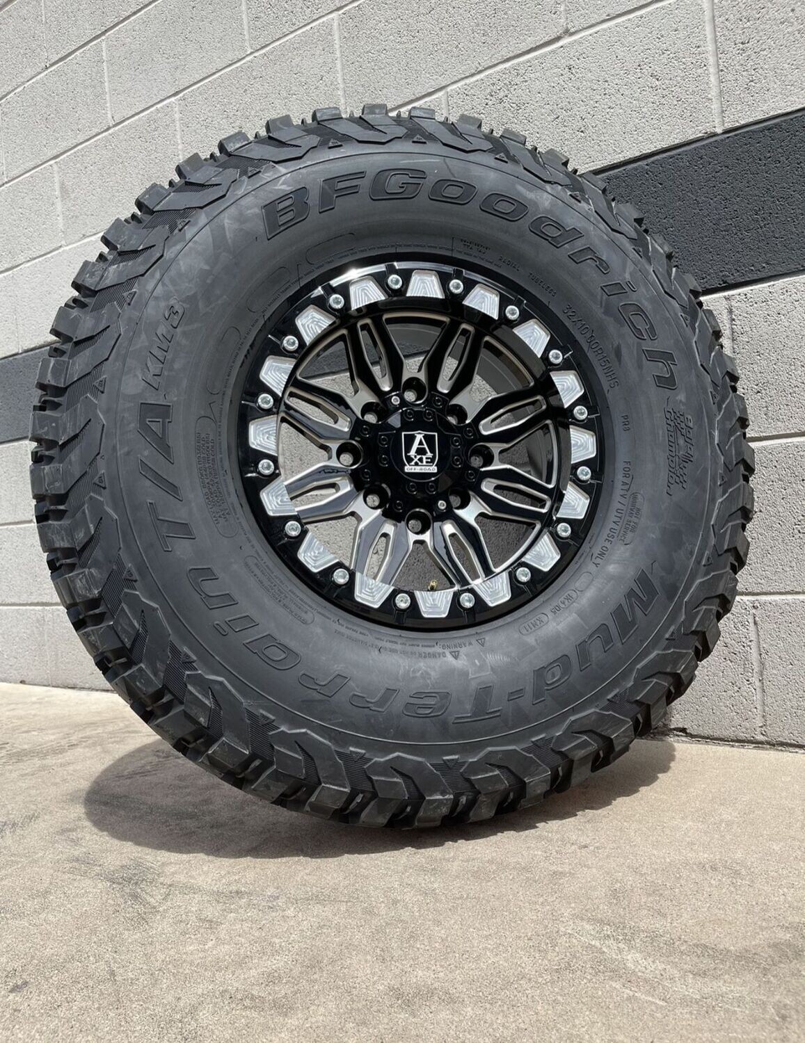 AXE 15X7  4x156  Beadlock Wheels & 30x10-15 BF Goodrich KM3 Tires FREE Mounted