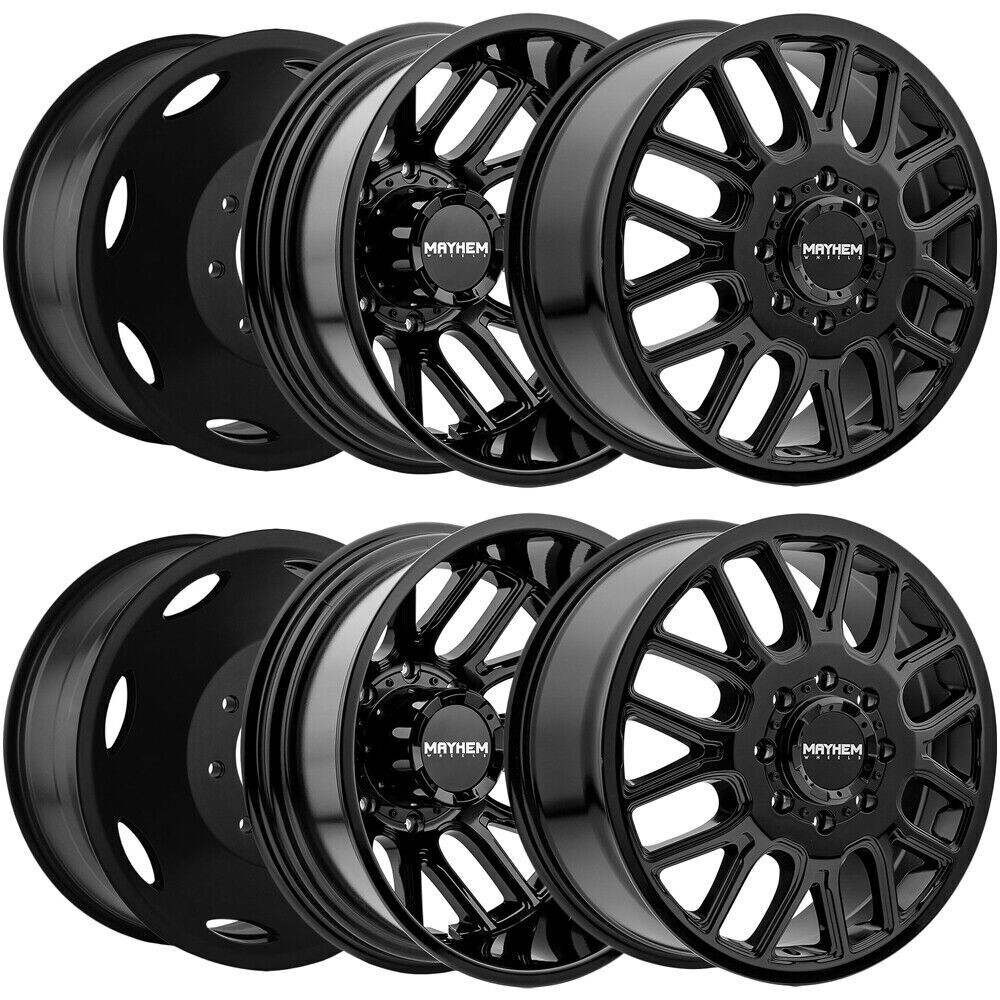 (Set of 6) 20" Inch Mayhem 8107D Cogent Dually 8x210 Gloss Black Wheels