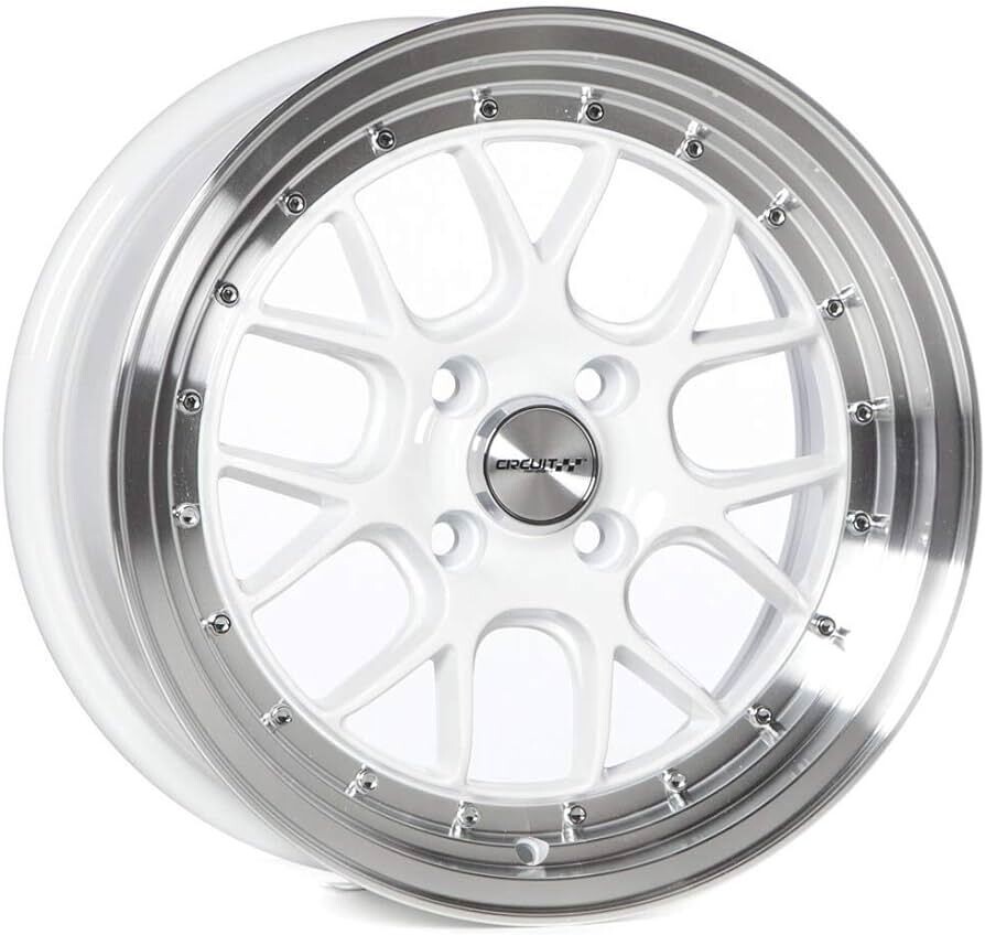 Circuit Performance CP27 15X7 4X100 Gloss White/W Machined Lip (set of 4-wheels)