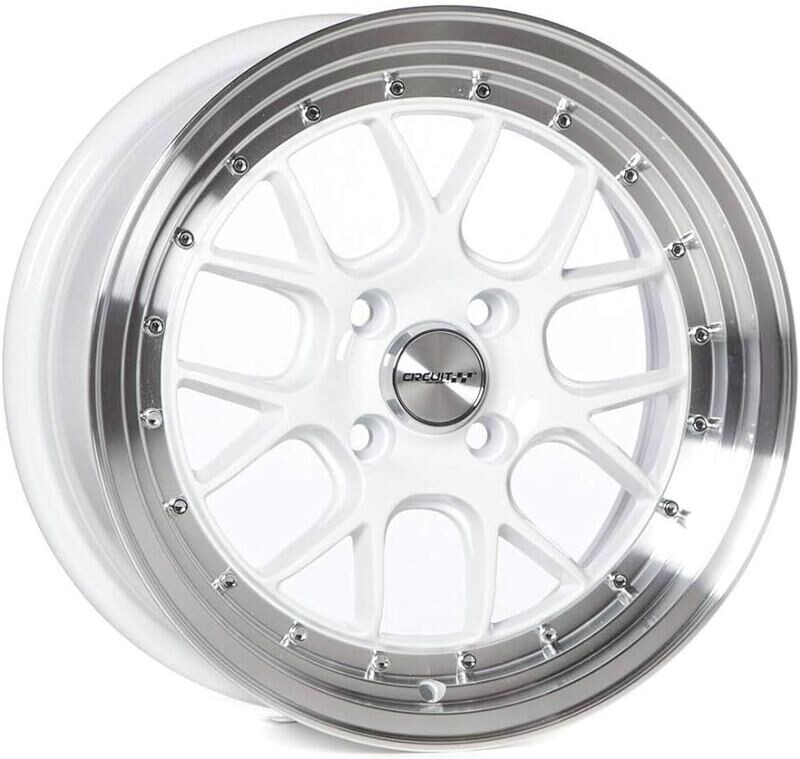 Circuit Performance CP27 15X7 4X100 Gloss White/W Machined Lip (set of 4-wheels)