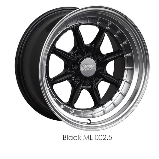 XXR 002.5 The Saga 16X8 4X100 4X114.3 +0 Black Machined Lip Wheels (set of 4-wheels)